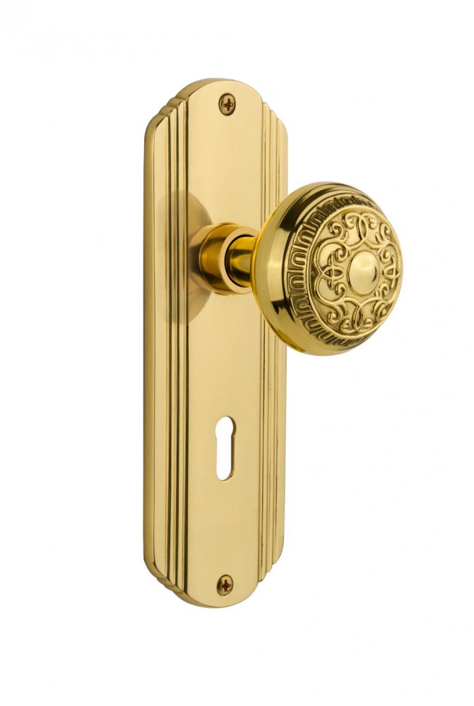 Nostalgic Warehouse Deco Plate with Keyhole Privacy Egg & Dart Door Knob in Unlacquered Brass