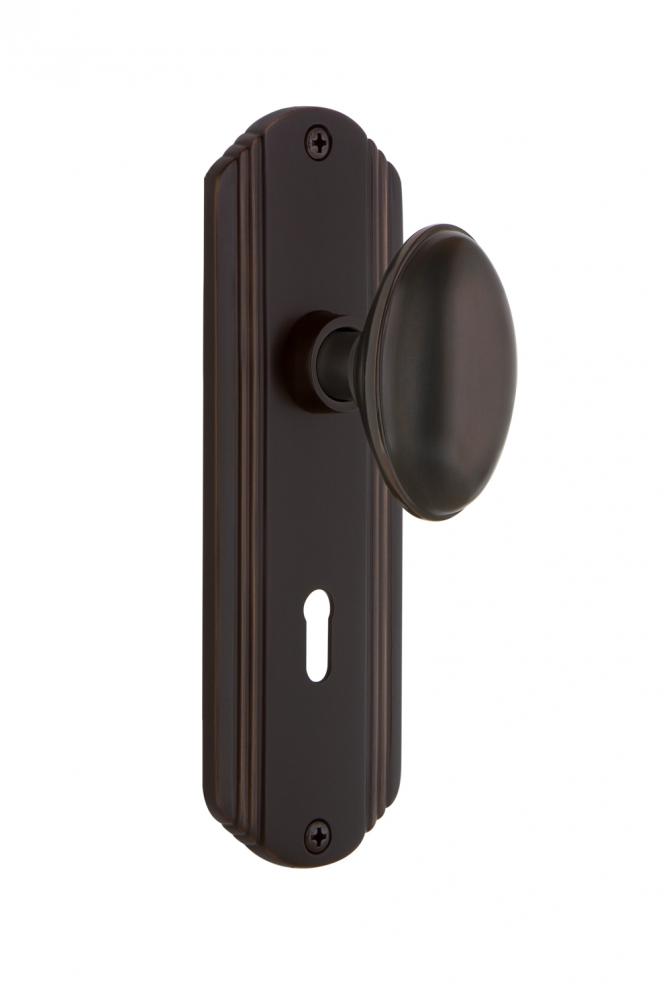 Nostalgic Warehouse Deco Plate with Keyhole Privacy Homestead Door Knob in Timeless Bronze