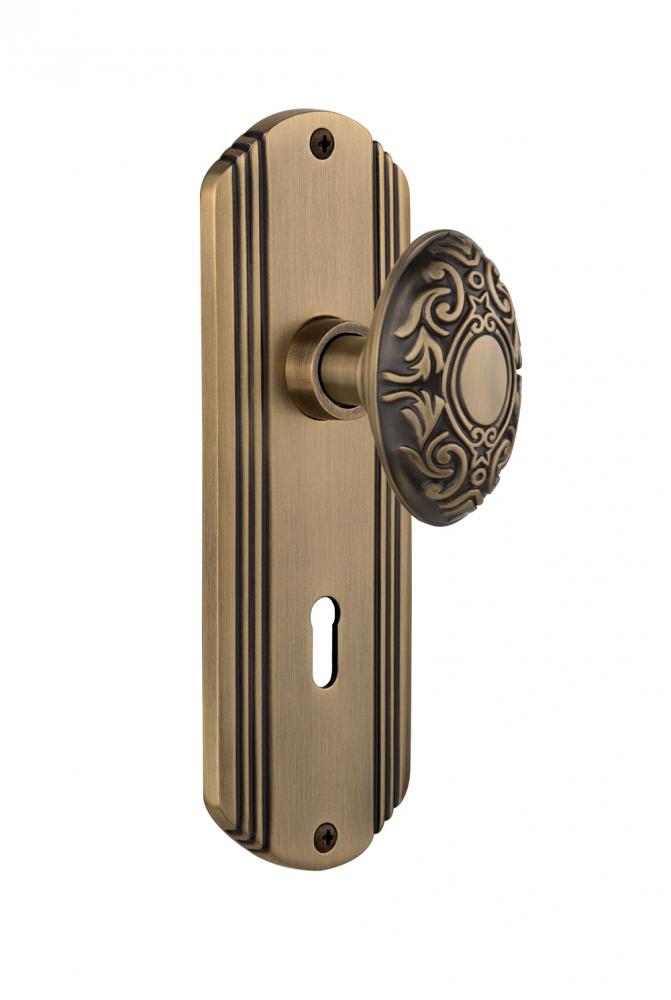 Nostalgic Warehouse Deco Plate with Keyhole Privacy Victorian Door Knob in Antique Brass