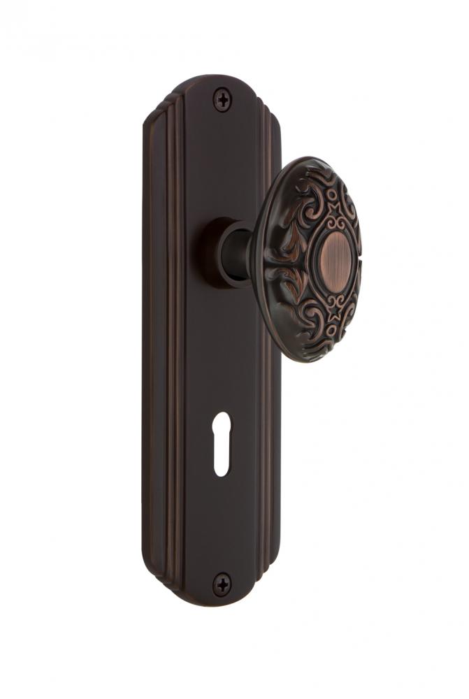 Nostalgic Warehouse Deco Plate with Keyhole Privacy Victorian Door Knob in Timeless Bronze