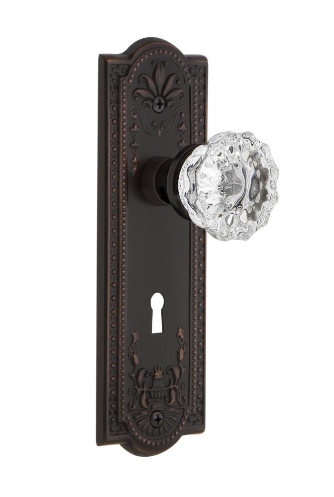 Nostalgic Warehouse Meadows Plate with Keyhole Privacy Crystal Glass Door Knob in Timeless Bronze