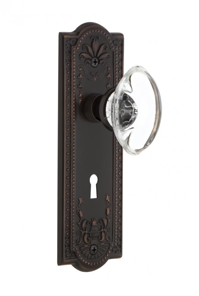 Nostalgic Warehouse Meadows Plate with Keyhole Privacy Oval Clear Crystal Glass Door Knob in Timel