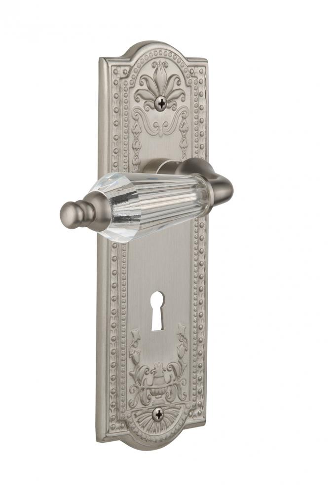 Nostalgic Warehouse Meadows Plate with Keyhole Privacy Parlor Lever in Satin Nickel