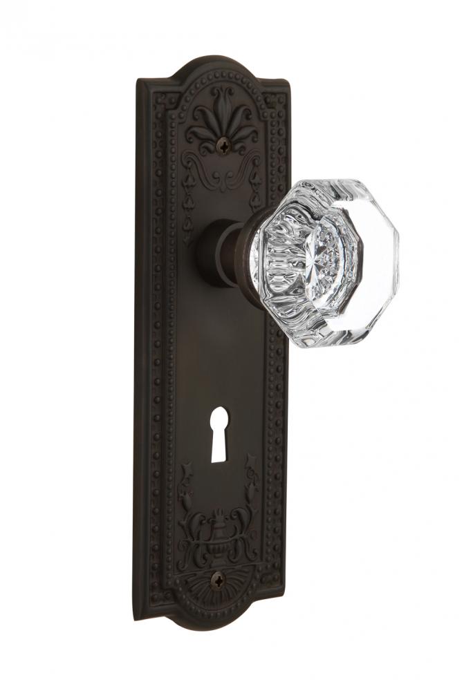 Nostalgic Warehouse Meadows Plate with Keyhole Privacy Waldorf Door Knob in Oil-Rubbed Bronze