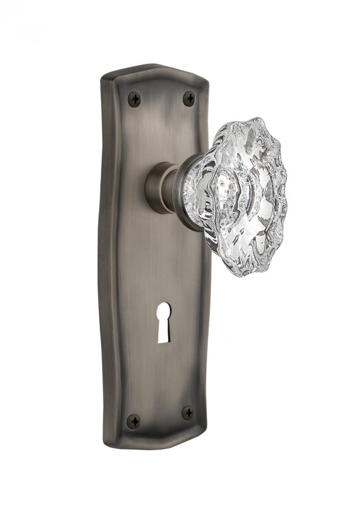 Nostalgic Warehouse Prairie Plate with Keyhole Privacy Chateau Door Knob in Antique Pewter