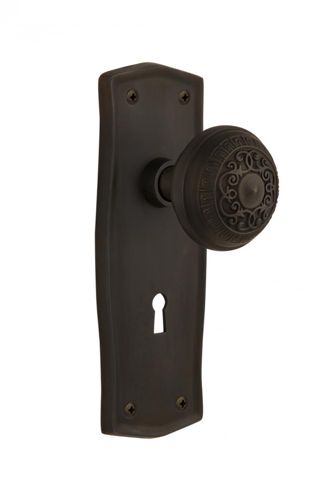 Nostalgic Warehouse Prairie Plate with Keyhole Privacy Egg & Dart Door Knob in Oil-Rubbed Bron