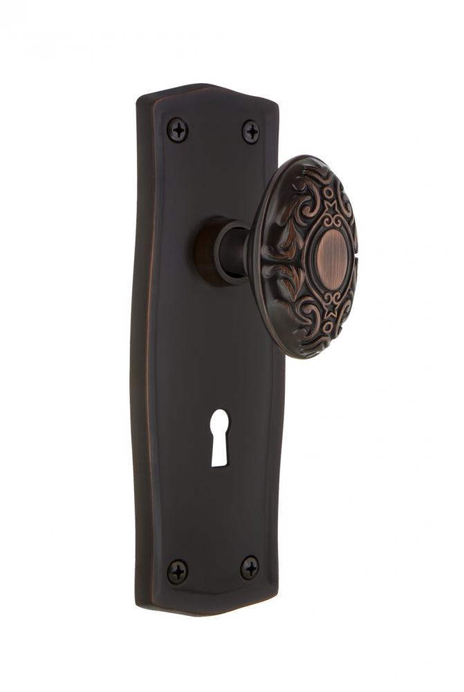 Nostalgic Warehouse Prairie Plate with Keyhole Privacy Victorian Door Knob in Timeless Bronze