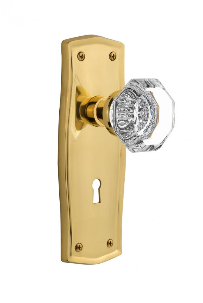 Nostalgic Warehouse Prairie Plate with Keyhole Privacy Waldorf Door Knob in Unlacquered Brass