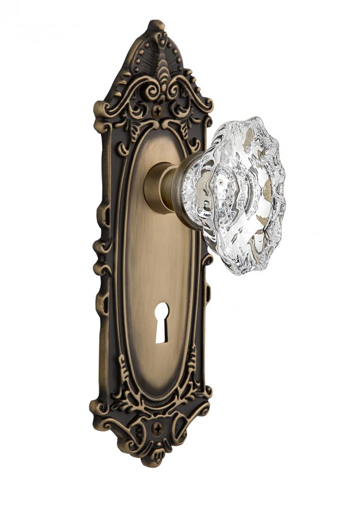 Nostalgic Warehouse Victorian Plate with Keyhole Privacy Chateau Door Knob in Antique Brass