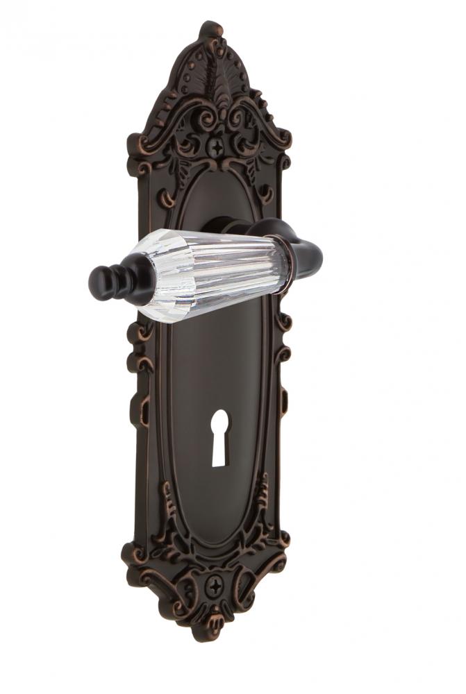 Nostalgic Warehouse Victorian Plate with Keyhole Privacy Parlor Lever in Timeless Bronze