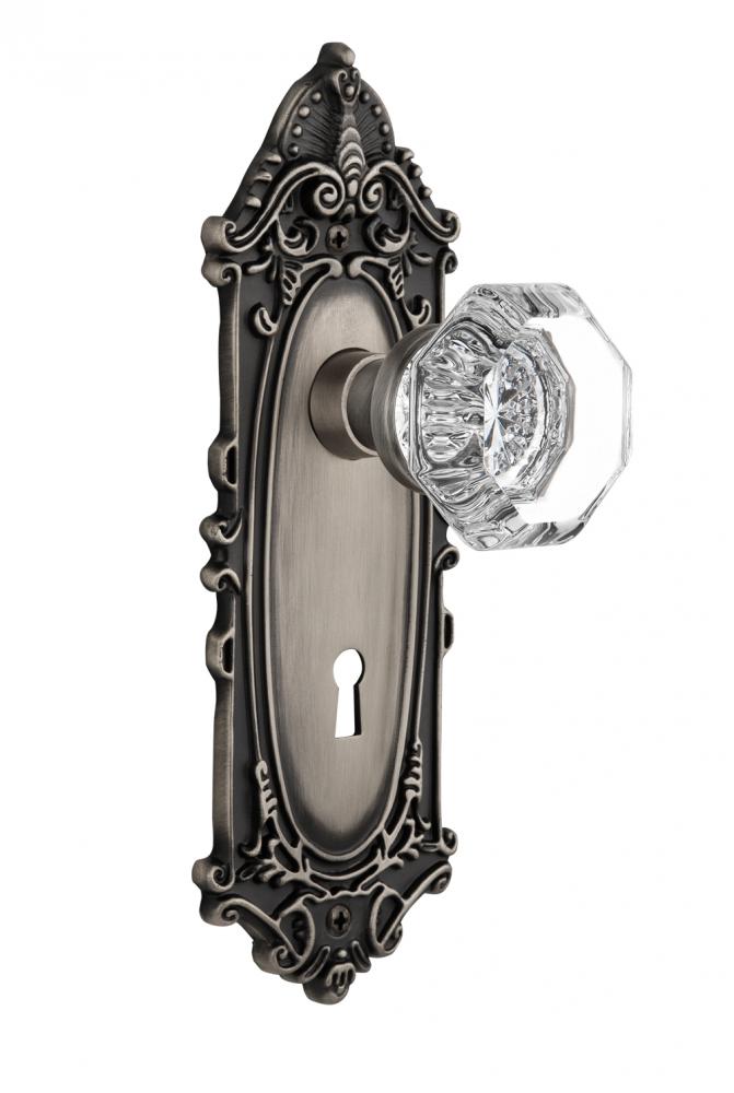 Nostalgic Warehouse Victorian Plate with Keyhole Privacy Waldorf Door Knob in Antique Pewter