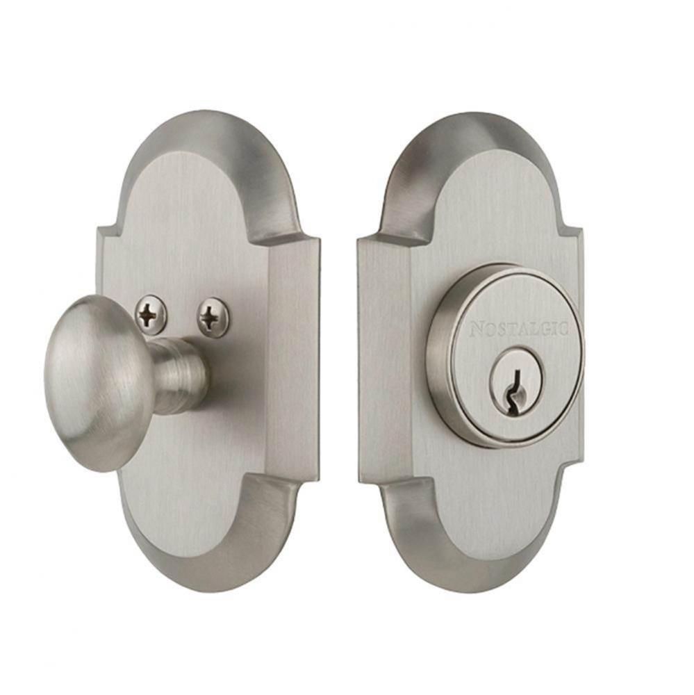 Nostalgic Warehouse Cottage Plate Single Cylinder Deadbolt in Satin Nickel