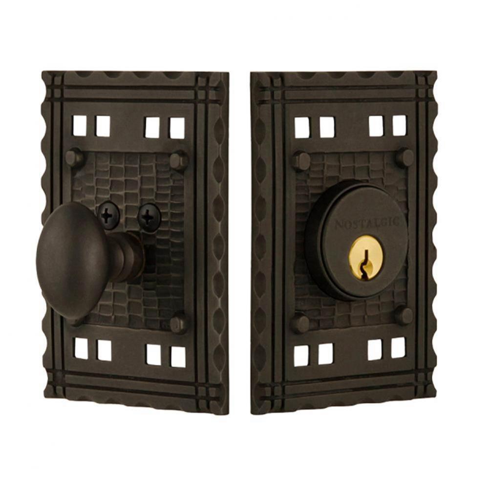 Nostalgic Warehouse Craftsman Plate Single Cylinder Deadbolt in Oil_Rubbed Bronze