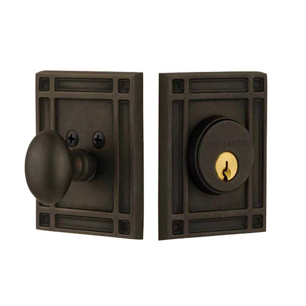 Nostalgic Warehouse Mission Plate Single Cylinder Deadbolt in Oil_Rubbed Bronze