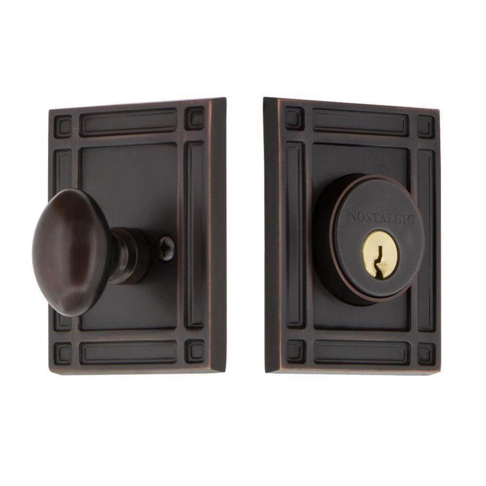 Nostalgic Warehouse Mission Plate Single Cylinder Deadbolt in Timeless Bronze