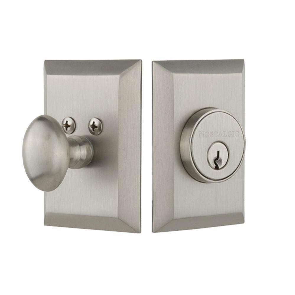 Nostalgic Warehouse New York Plate Single Cylinder Deadbolt in Satin Nickel