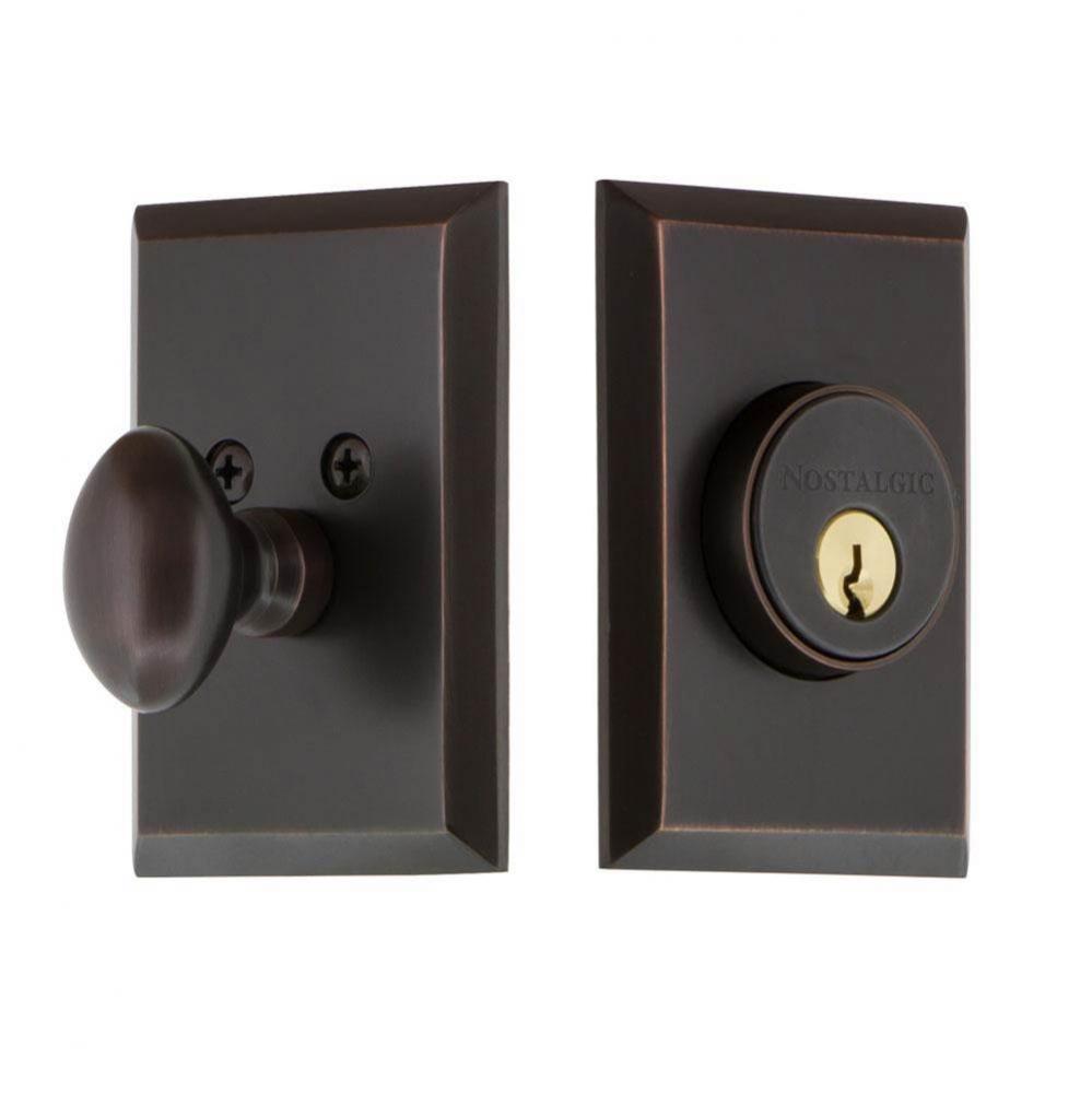 Nostalgic Warehouse New York Plate Single Cylinder Deadbolt in Timeless Bronze