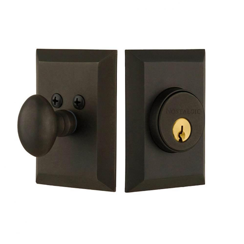 Nostalgic Warehouse New York Plate Single Cylinder Deadbolt in Oil_Rubbed Bronze