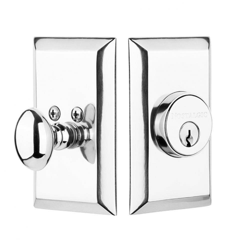 Nostalgic Warehouse Studio Plate Single Cylinder Deadbolt in Bright Chrome