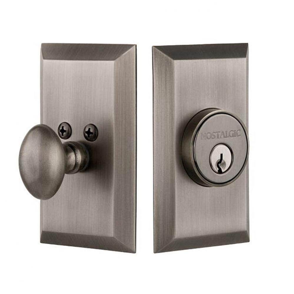 Nostalgic Warehouse Studio Plate Single Cylinder Deadbolt in Antique Pewter