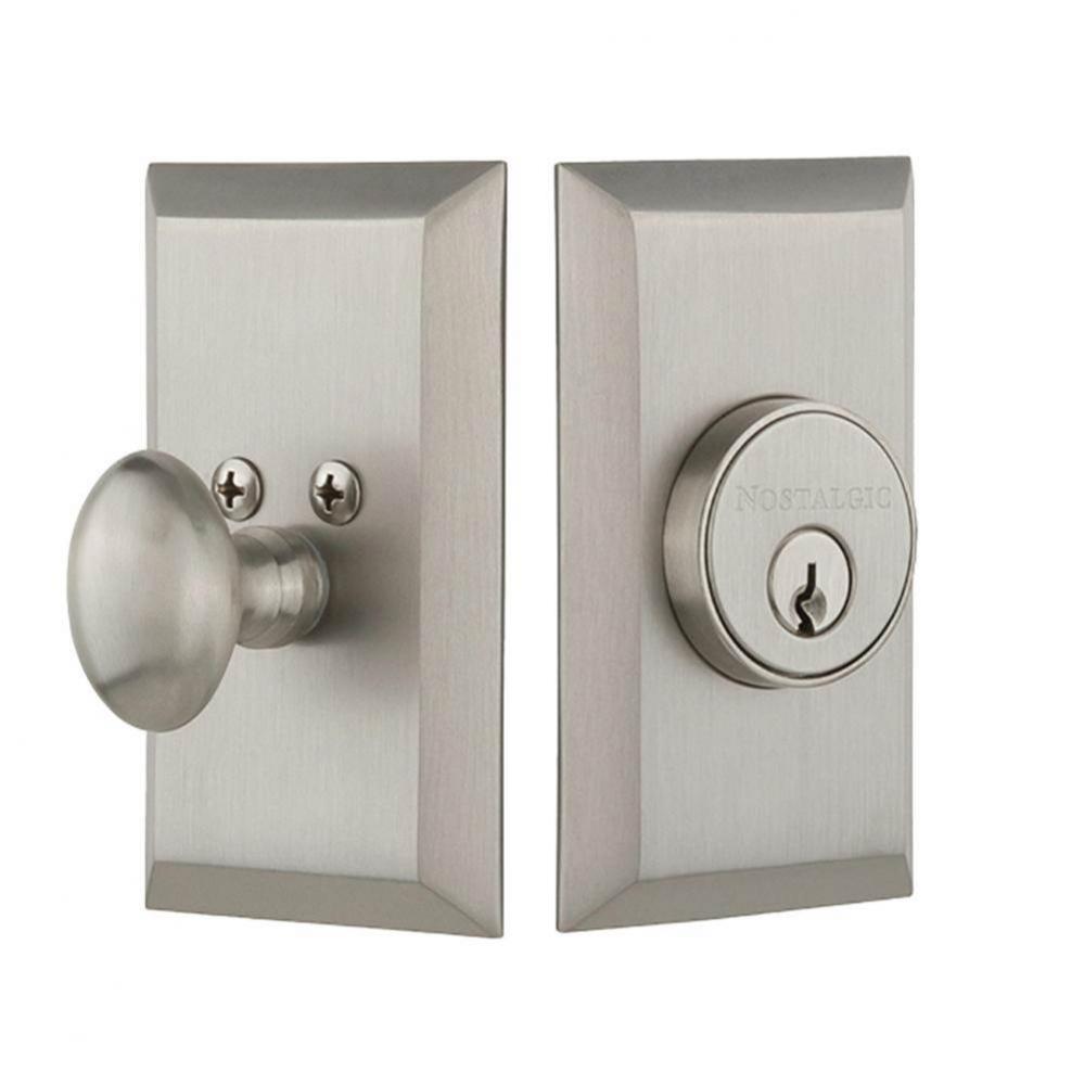 Nostalgic Warehouse Studio Plate Single Cylinder Deadbolt in Satin Nickel