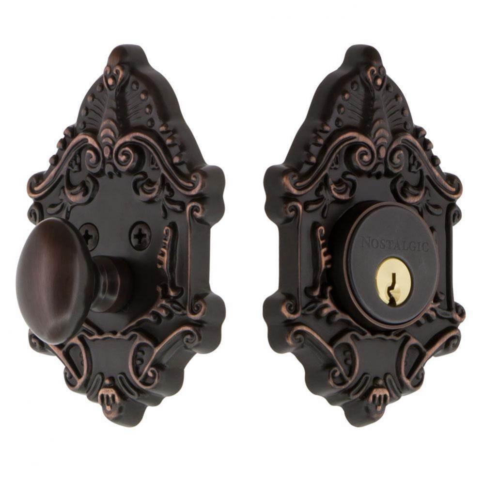 Nostalgic Warehouse Victorian Plate Single Cylinder Deadbolt in Timeless Bronze