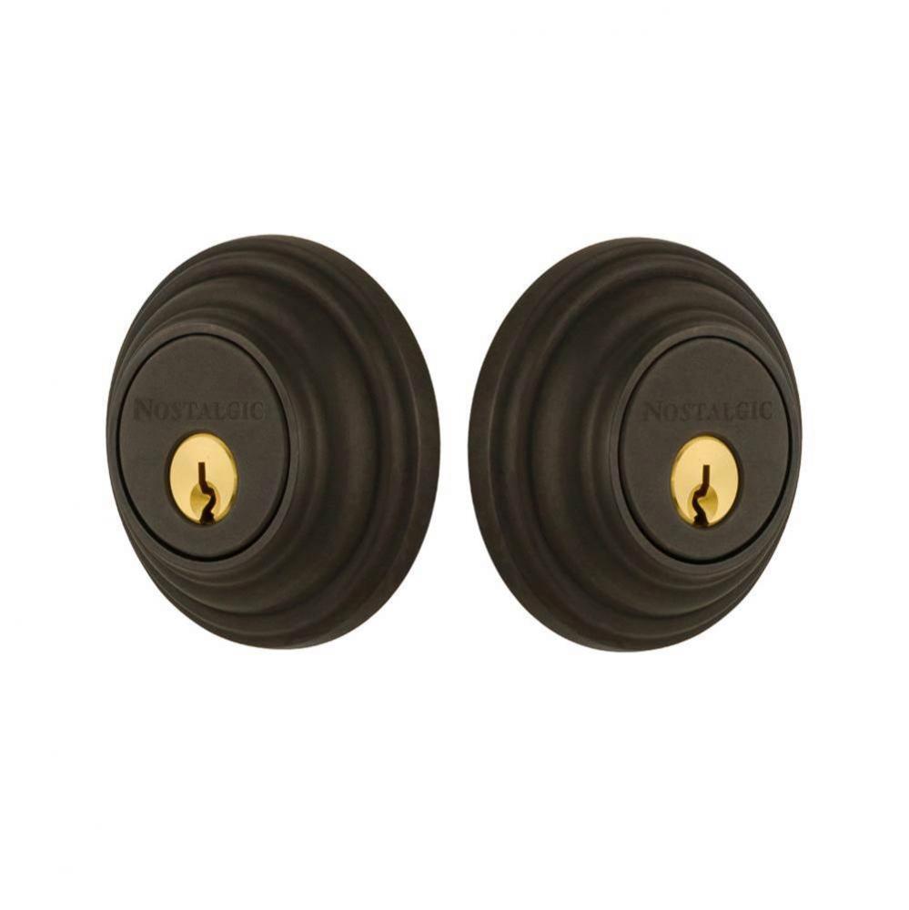 Nostalgic Warehouse Classic Rosette Double Cylinder Deadbolt in Oil_Rubbed Bronze