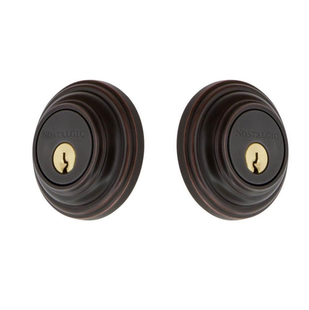 Nostalgic Warehouse Classic Rosette Double Cylinder Deadbolt in Timeless Bronze