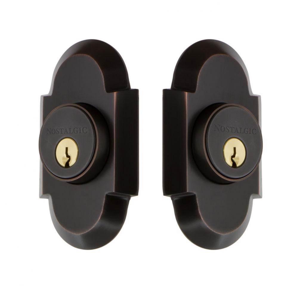 Nostalgic Warehouse Cottage Plate Double Cylinder Deadbolt in Timeless Bronze