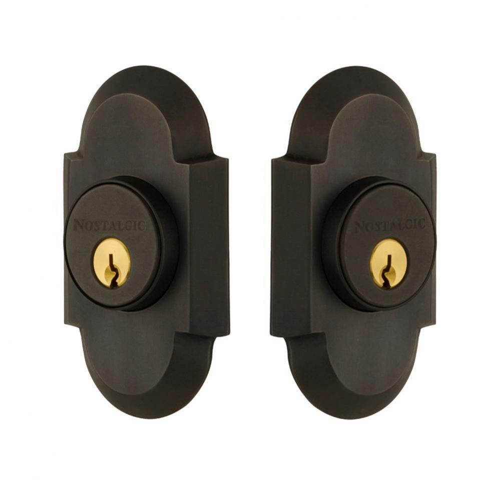 Nostalgic Warehouse Cottage Plate Double Cylinder Deadbolt in Oil_Rubbed Bronze