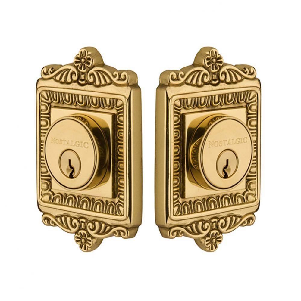 Nostalgic Warehouse Egg & Dart Plate Double Cylinder Deadbolt in Unlacquered Brass