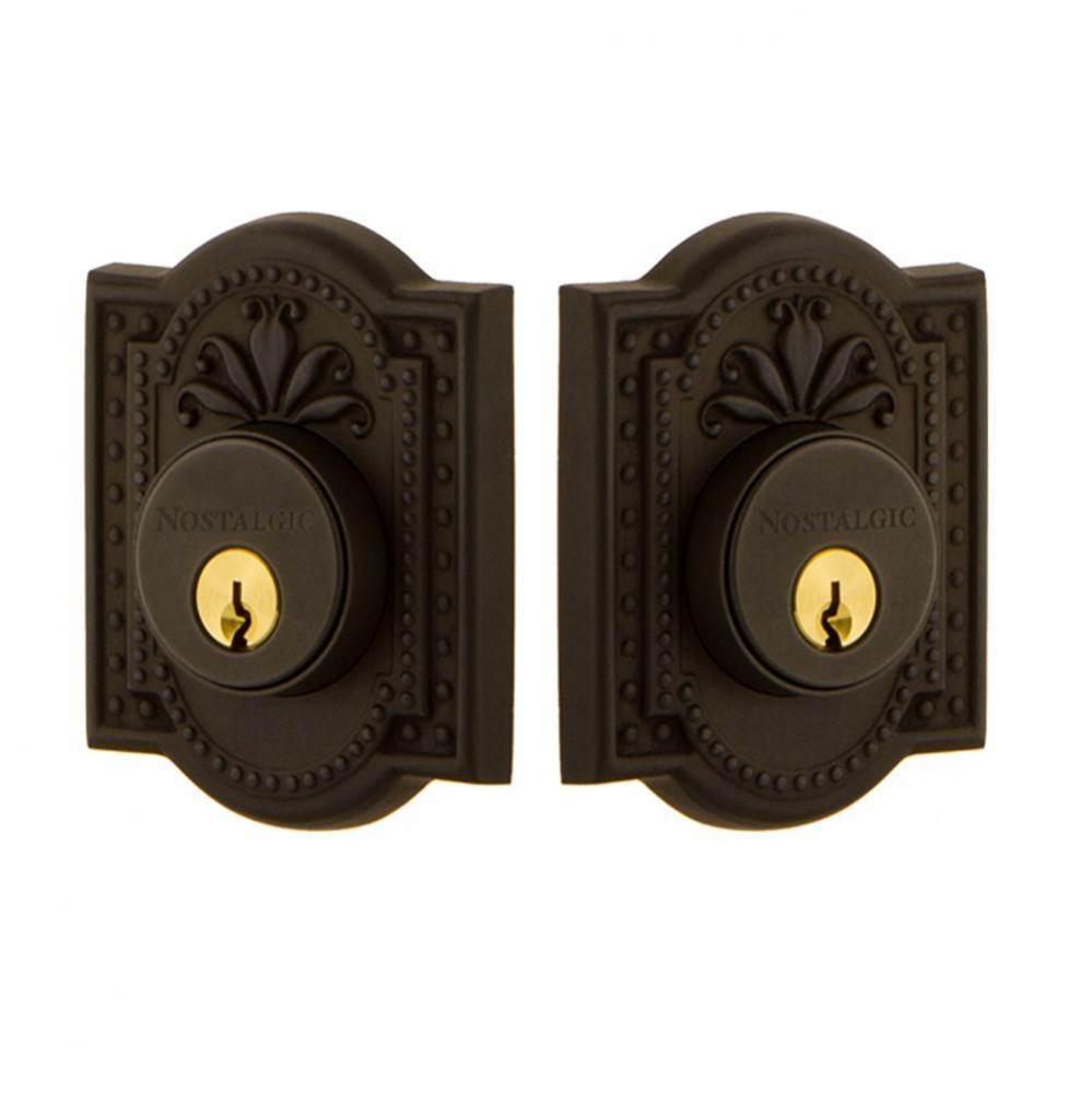 Nostalgic Warehouse Meadows Plate Double Cylinder Deadbolt in Oil_Rubbed Bronze