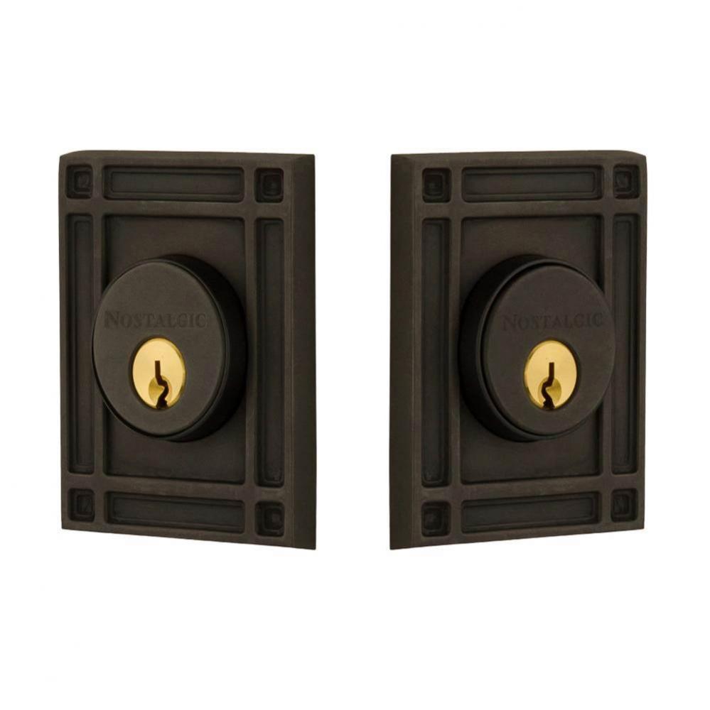 Nostalgic Warehouse Mission Plate Double Cylinder Deadbolt in Oil_Rubbed Bronze