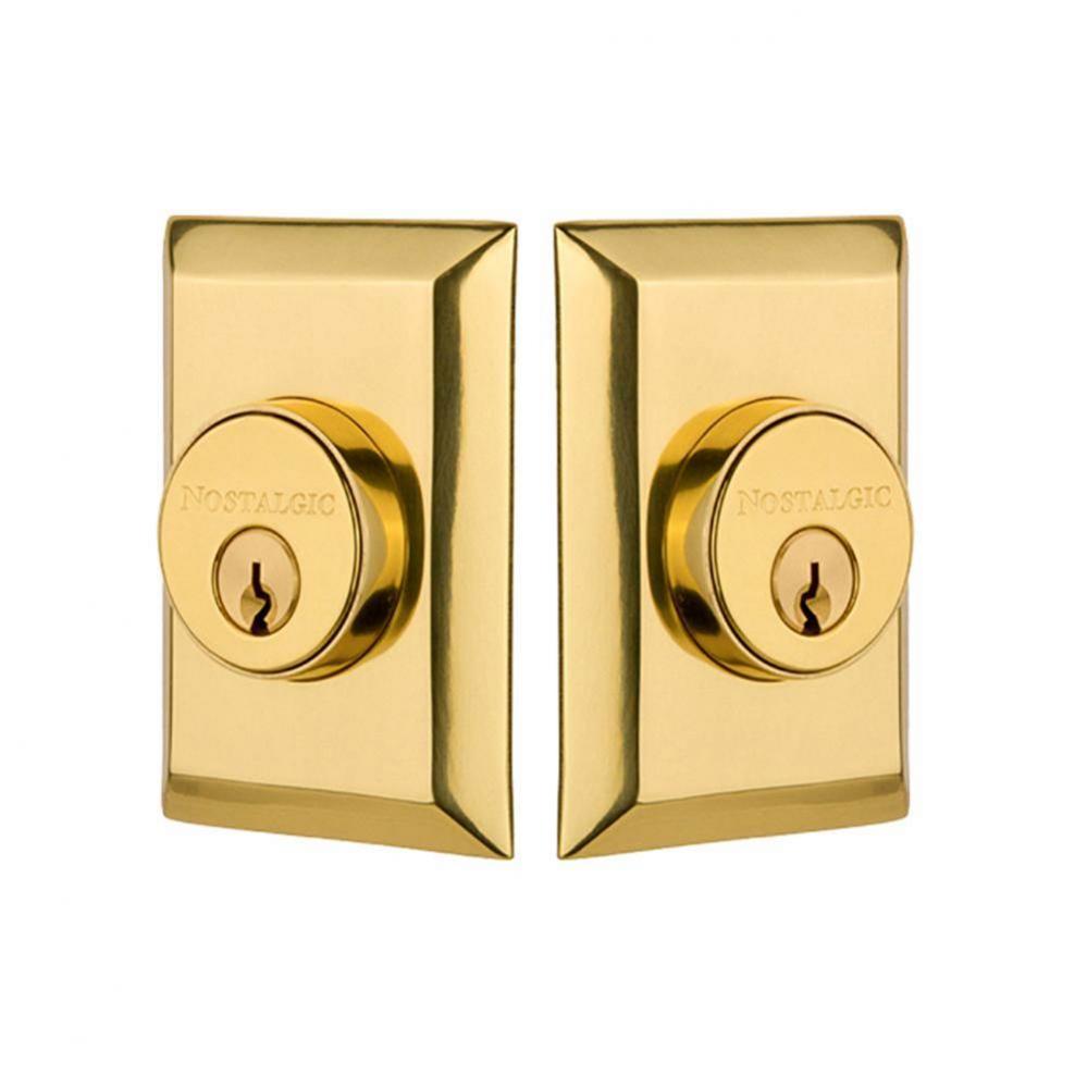 Nostalgic Warehouse New York Plate Double Cylinder Deadbolt in Unlacquered Brass