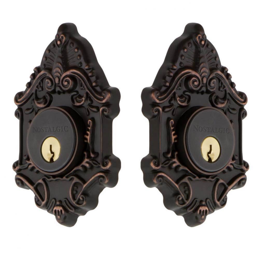 Nostalgic Warehouse Victorian Plate Double Cylinder Deadbolt in Timeless Bronze