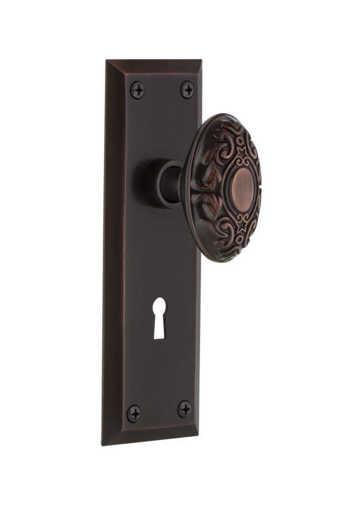 Nostalgic Warehouse New York Plate with Keyhole Double Dummy Victorian Door Knob in Timeless Bronz