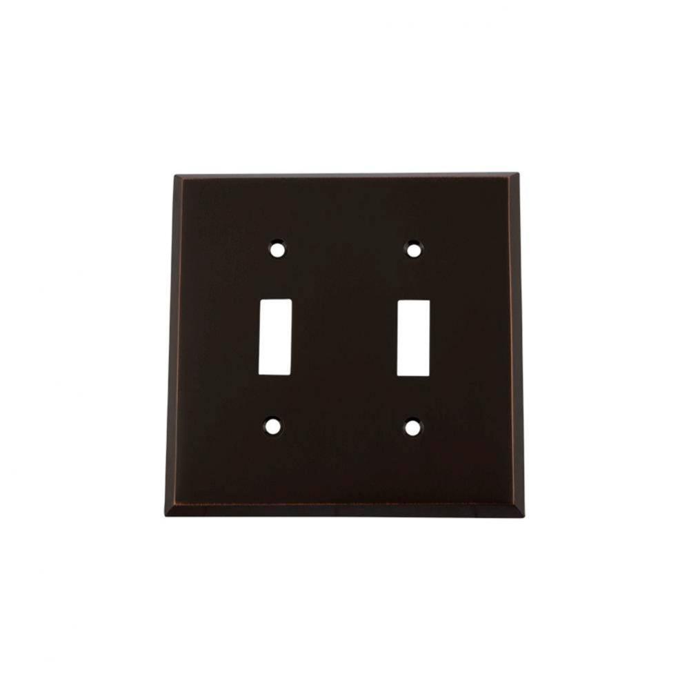 Nostalgic Warehouse New York Switch Plate with Double Toggle in Timeless Bronze