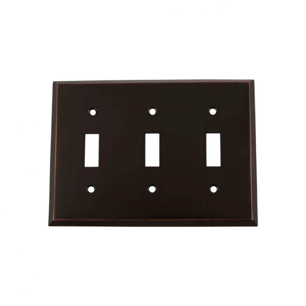 Nostalgic Warehouse New York Switch Plate with Triple Toggle in Timeless Bronze