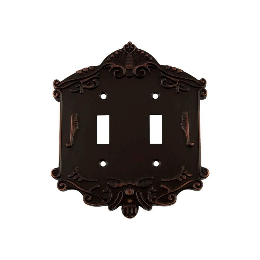 Nostalgic Warehouse Victorian Switch Plate with Double Toggle in Timeless Bronze