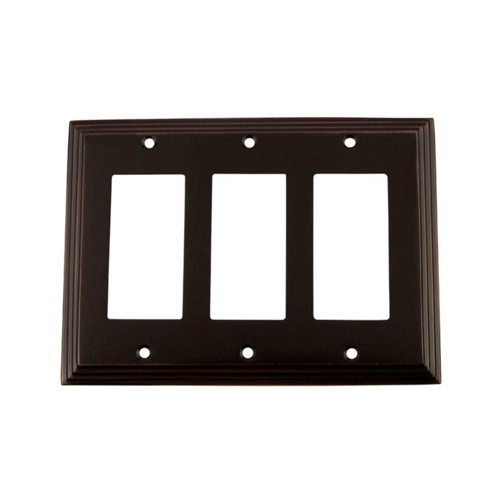 Nostalgic Warehouse Deco Switch Plate with Triple Rocker in Timeless Bronze