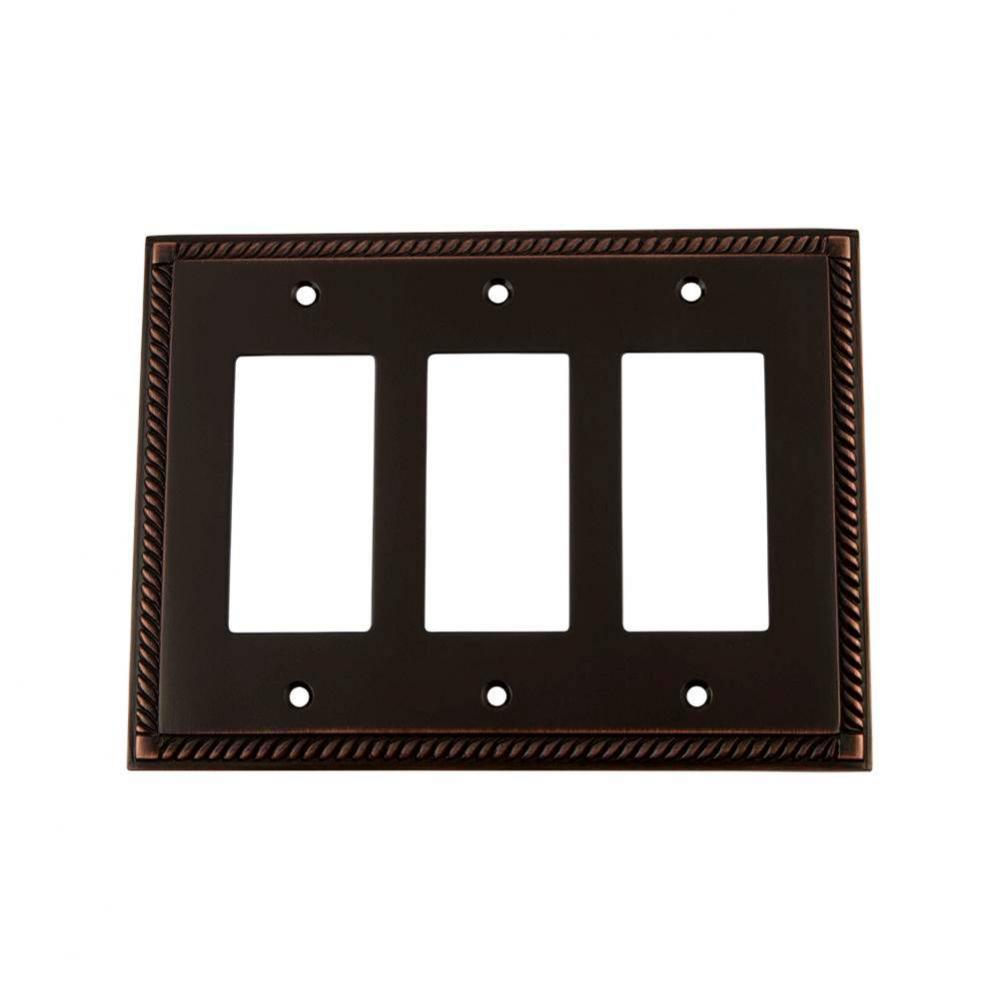 Nostalgic Warehouse Rope Switch Plate with Triple Rocker in Timeless Bronze