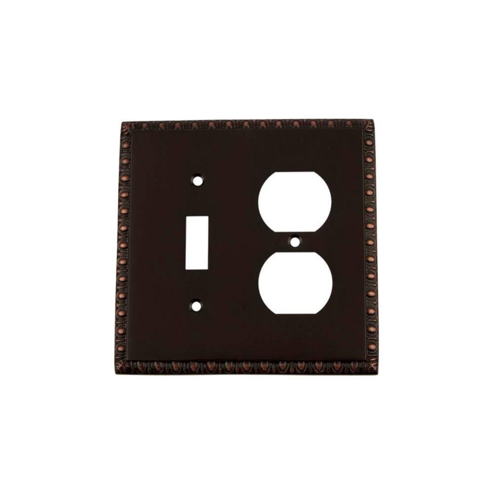 Nostalgic Warehouse Egg & Dart Switch Plate with Toggle and Outlet in Timeless Bronze