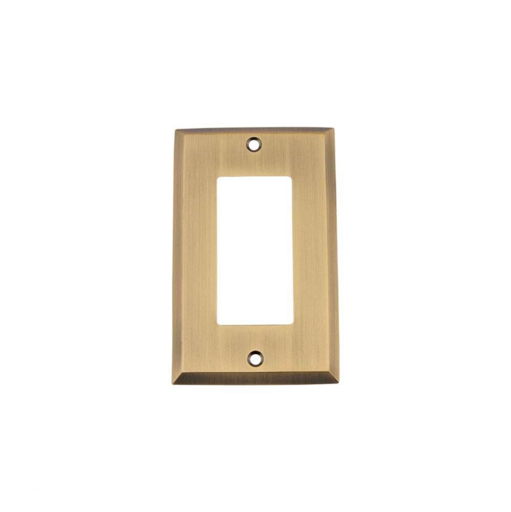 Nostalgic Warehouse New York Switch Plate with Single Rocker in Antique Brass