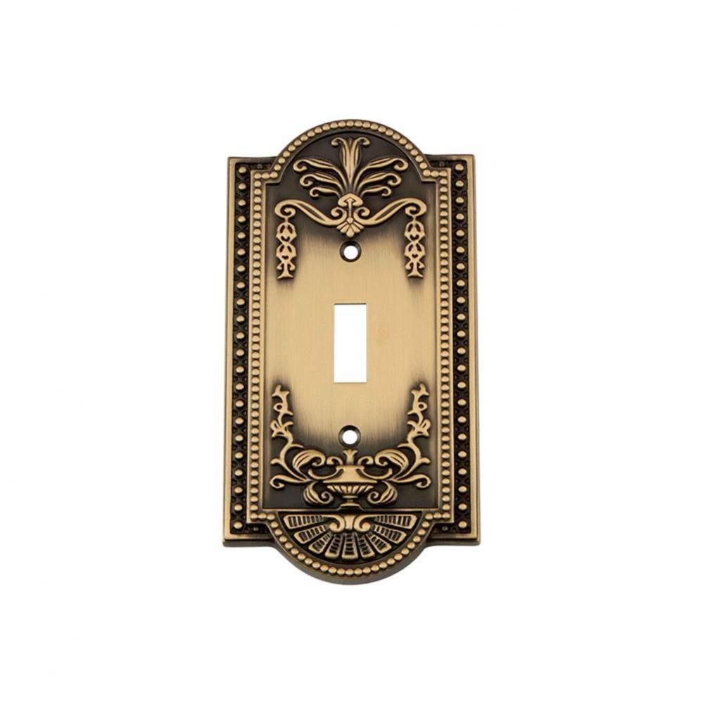 Nostalgic Warehouse Meadows Switch Plate with Single Toggle in Antique Brass