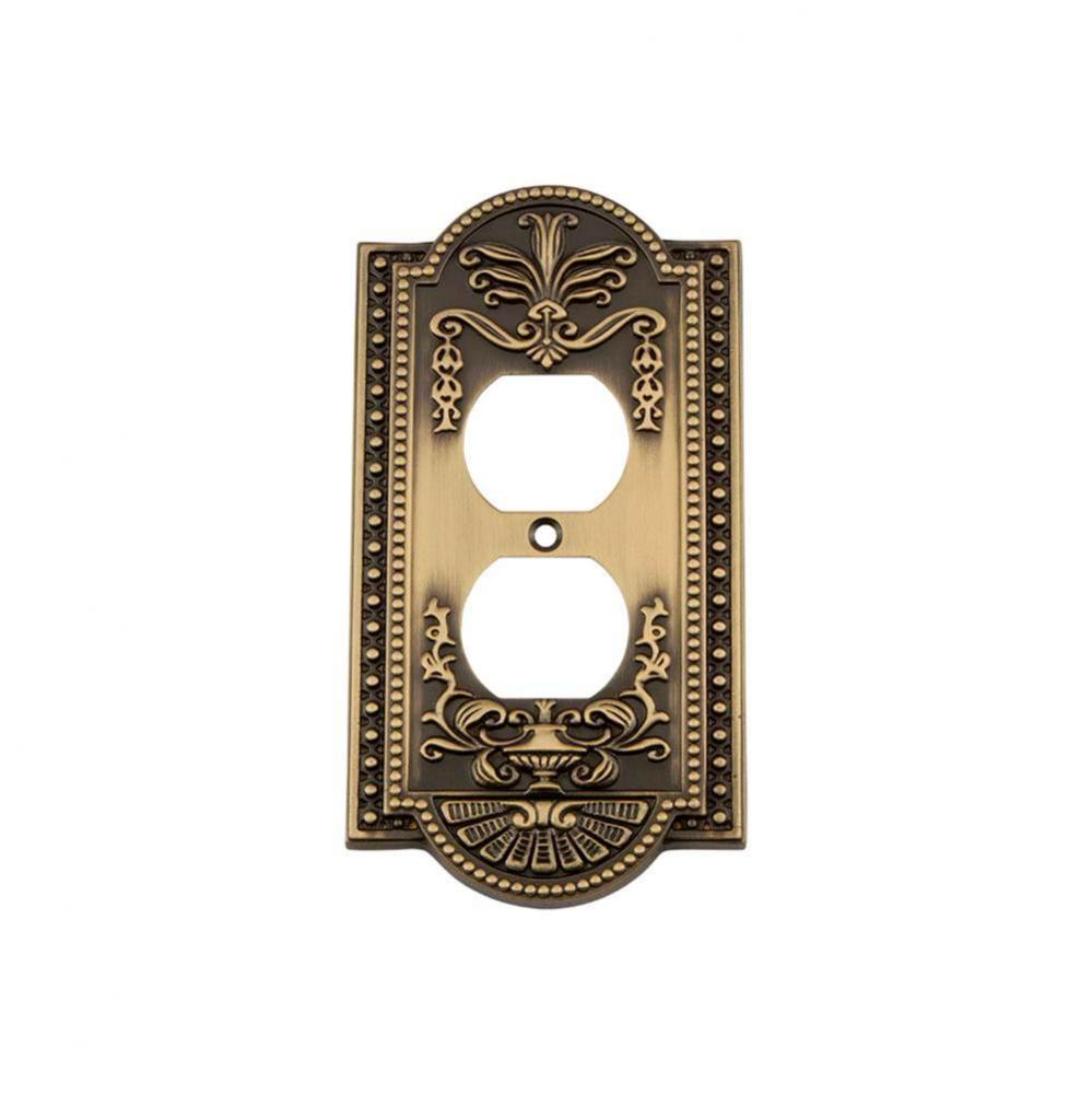 Nostalgic Warehouse Meadows Switch Plate with Outlet in Antique Brass