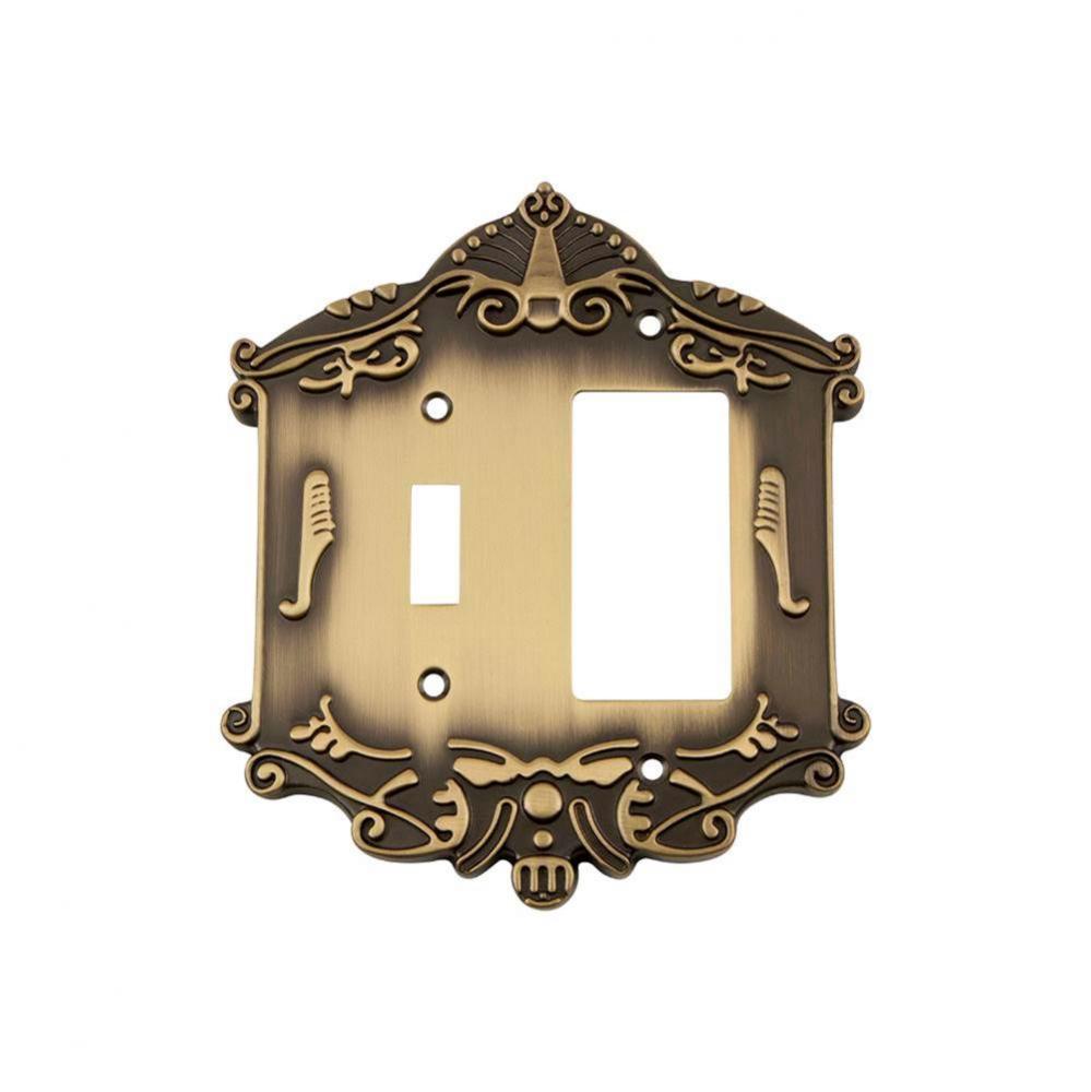 Nostalgic Warehouse Victorian Switch Plate with Toggle and Rocker in Antique Brass