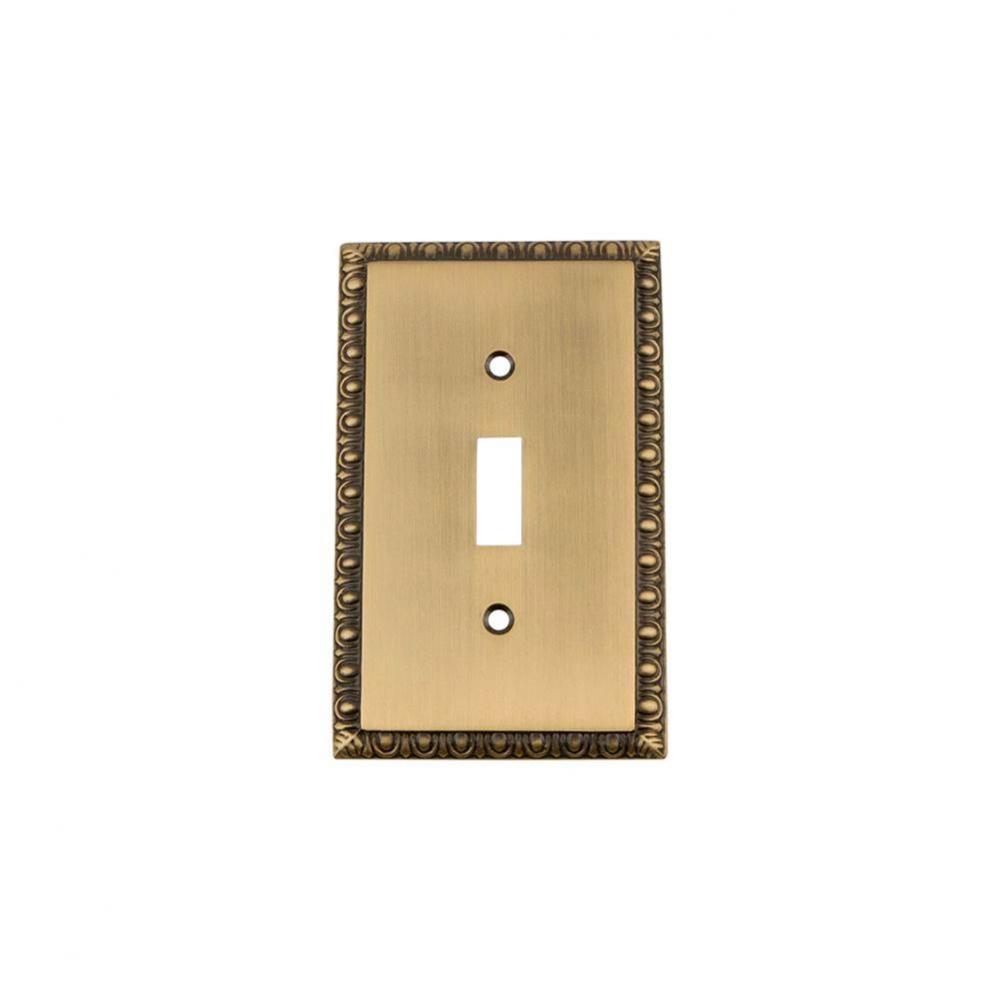 Nostalgic Warehouse Egg & Dart Switch Plate with Single Toggle in Antique Brass