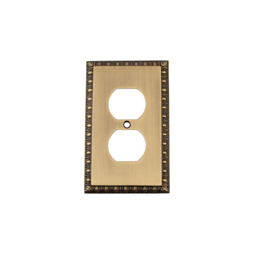 Nostalgic Warehouse Egg & Dart Switch Plate with Outlet in Antique Brass