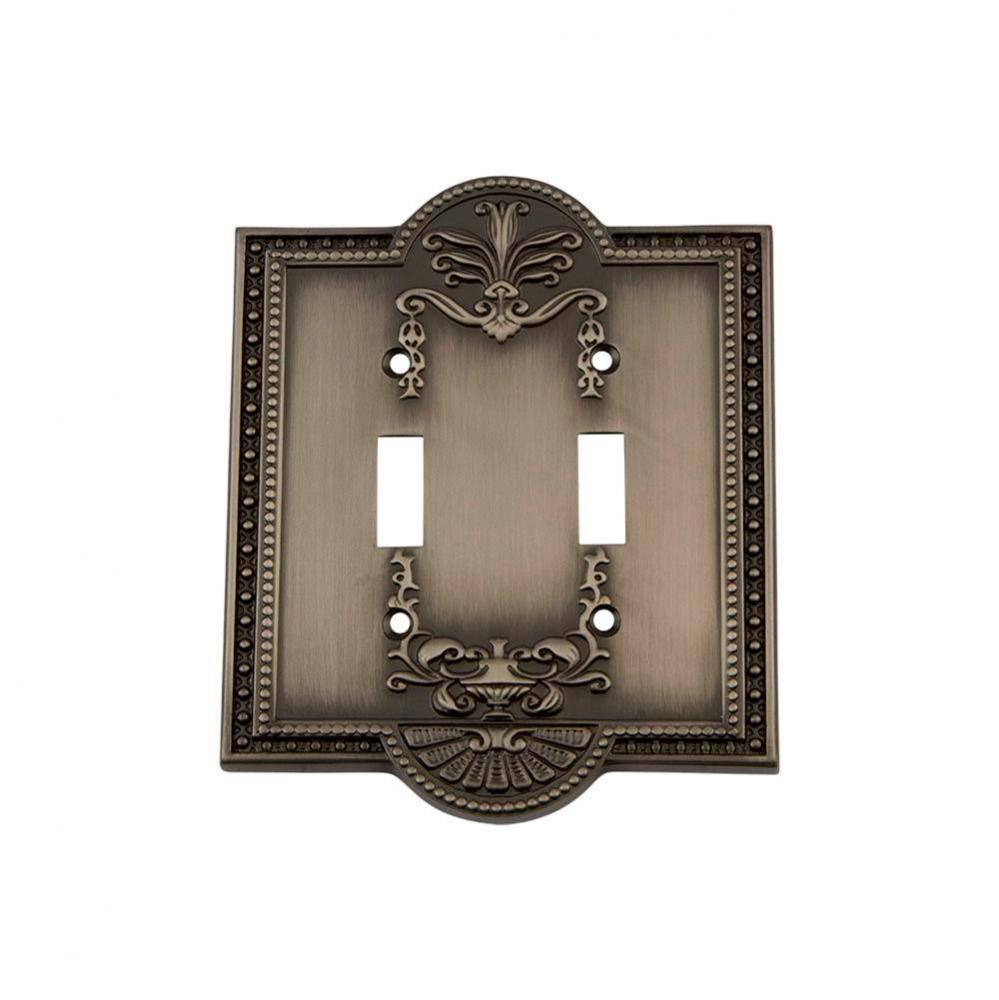 Nostalgic Warehouse Meadows Switch Plate with Double Toggle in Antique Pewter