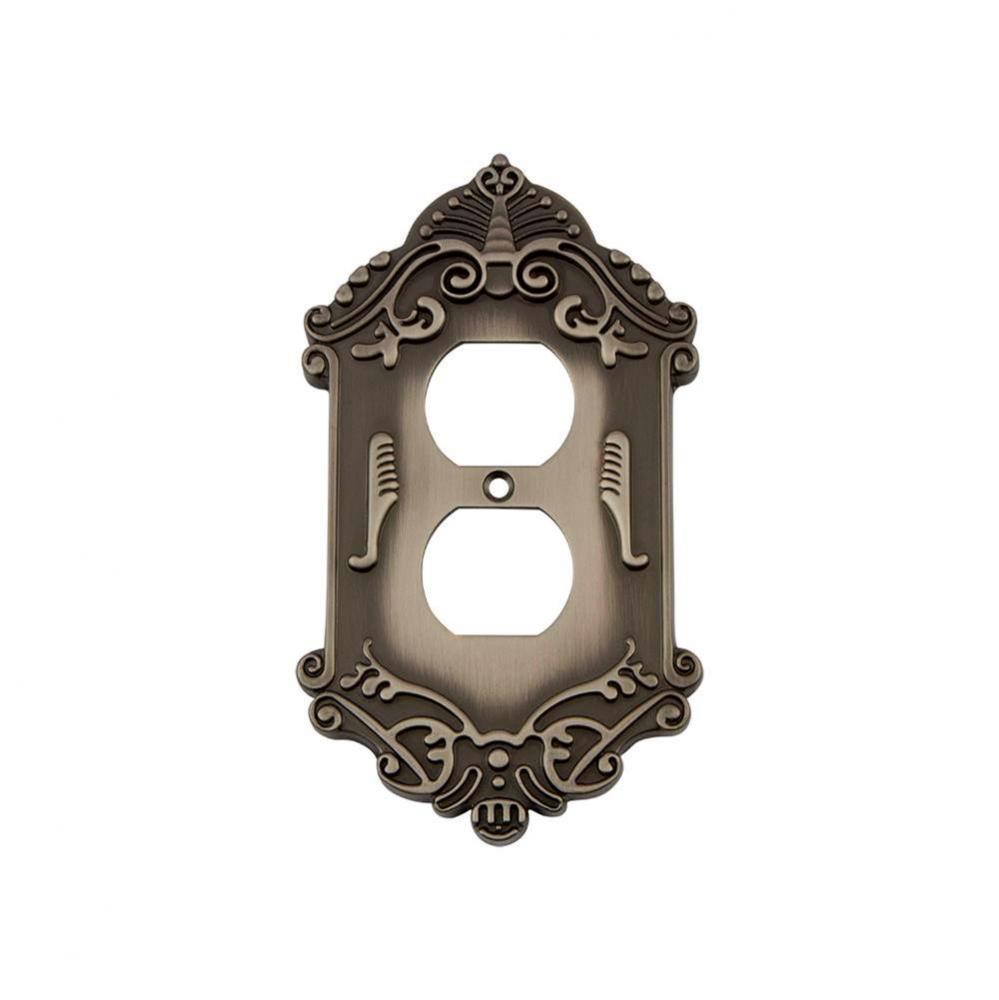 Nostalgic Warehouse Victorian Switch Plate with Outlet in Antique Pewter